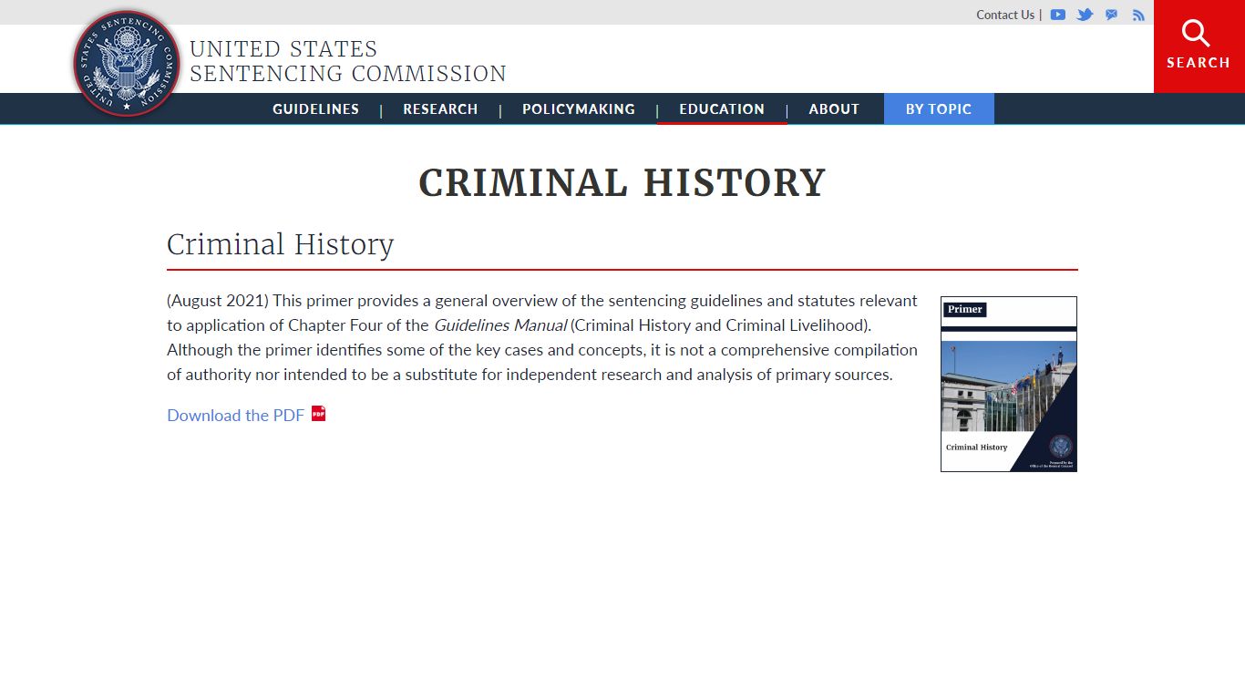 Criminal History | United States Sentencing Commission
