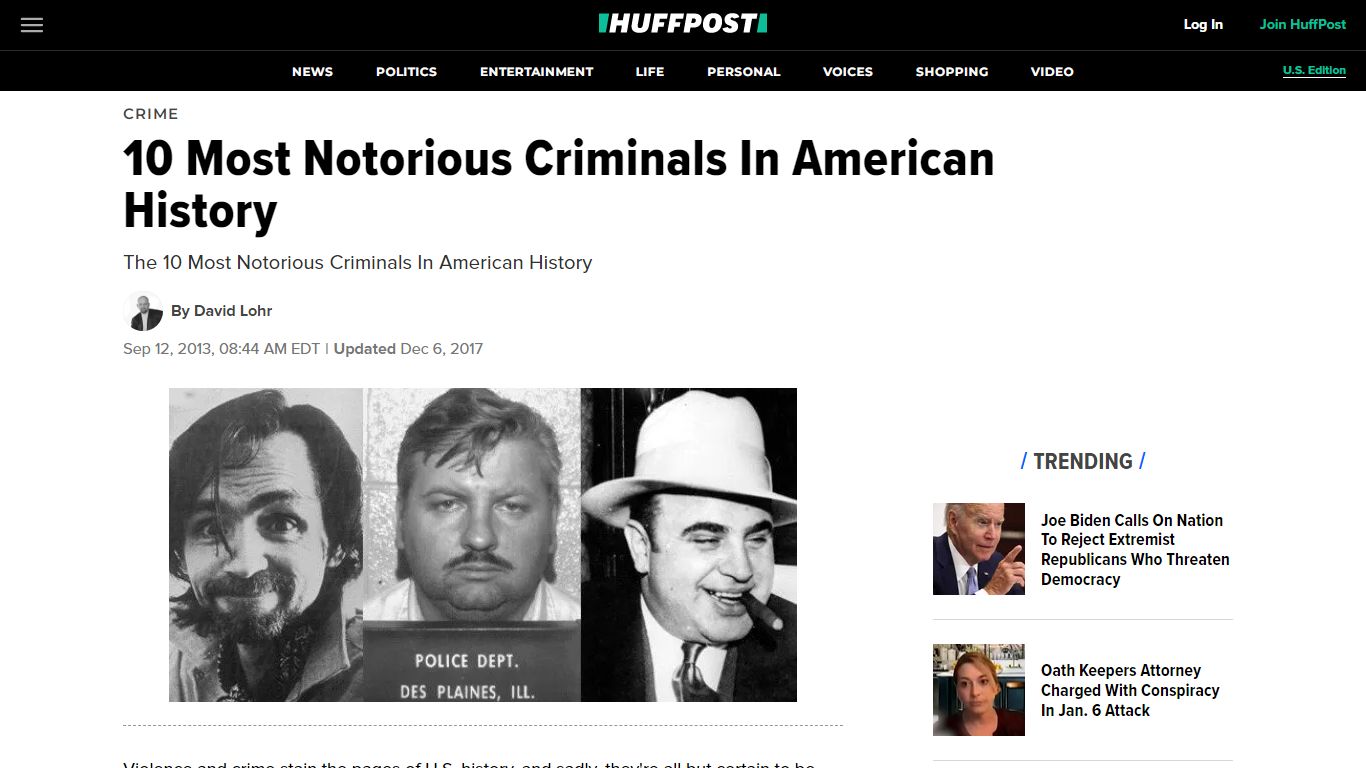 10 Most Notorious Criminals In American History - HuffPost