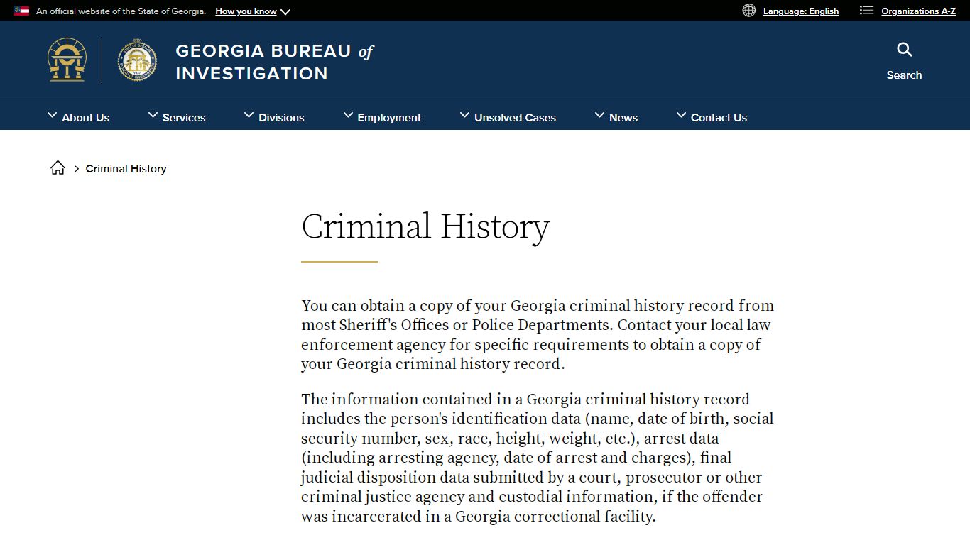 Criminal History | Georgia Bureau of Investigation